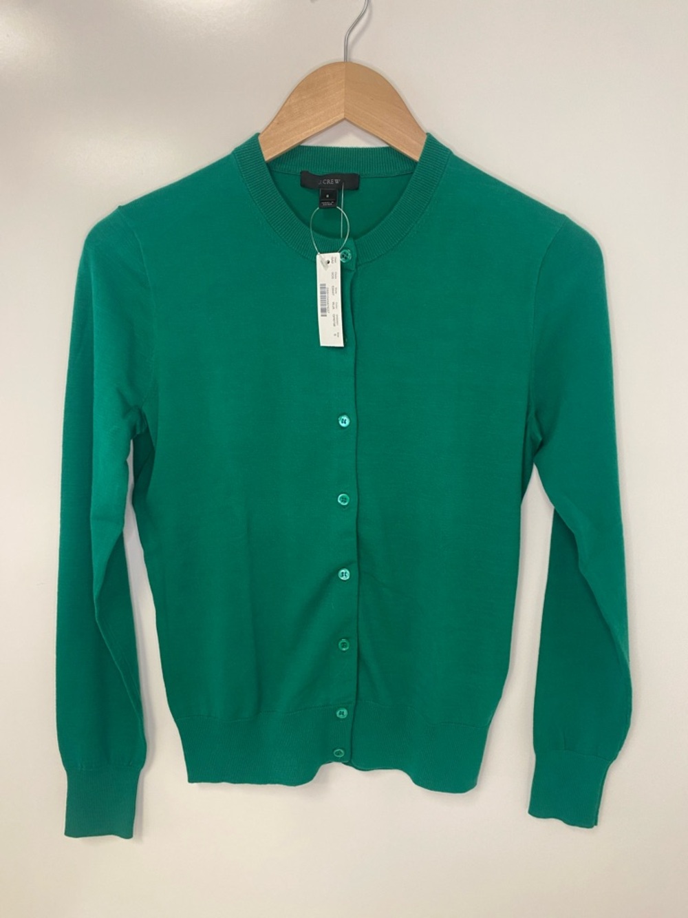 J. Crew Emerald Green Button-Front Crewneck Cardigan